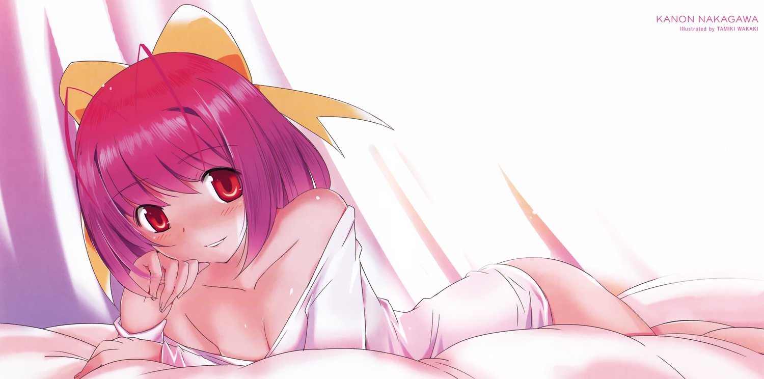 breasts, cleavage, kami_nomi_zo_shiru_sekai, nakagawa_kanon, pink_hair, red_eyes, wakaki_tamiki