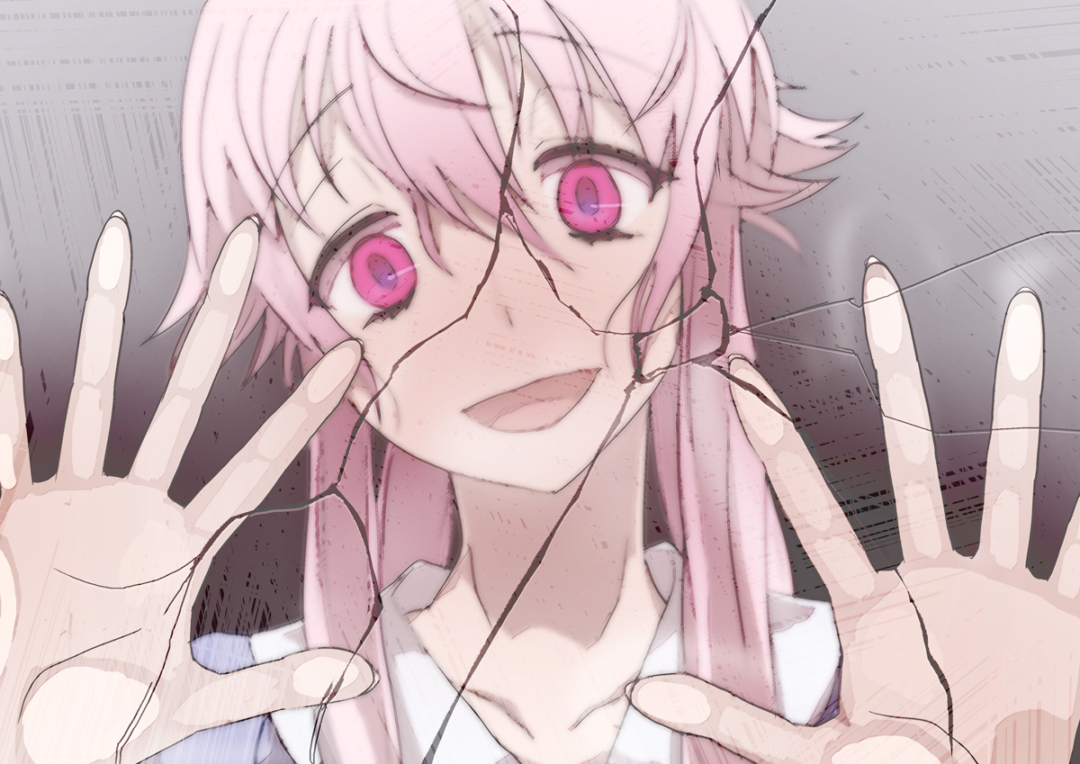 gasai_yuno, mirai_nikki, miyamoto_issa, pink_eyes, pink_hair