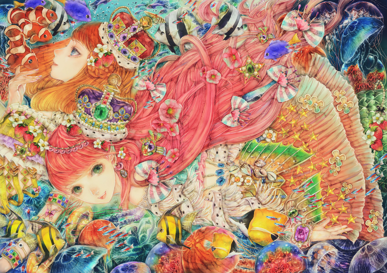 animal, crown, fish, mermaid, original, yogisya