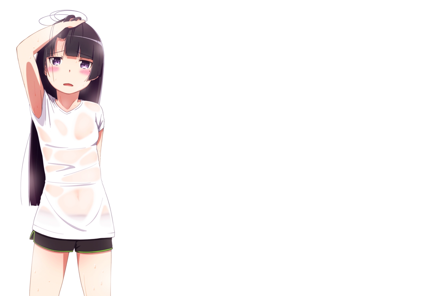 black_hair, blush, gokou_ruri, long_hair, ore_no_imouto_ga_konna_ni_kawaii_wake_ga_nai, purple_eyes, see_through, suzumeko, white