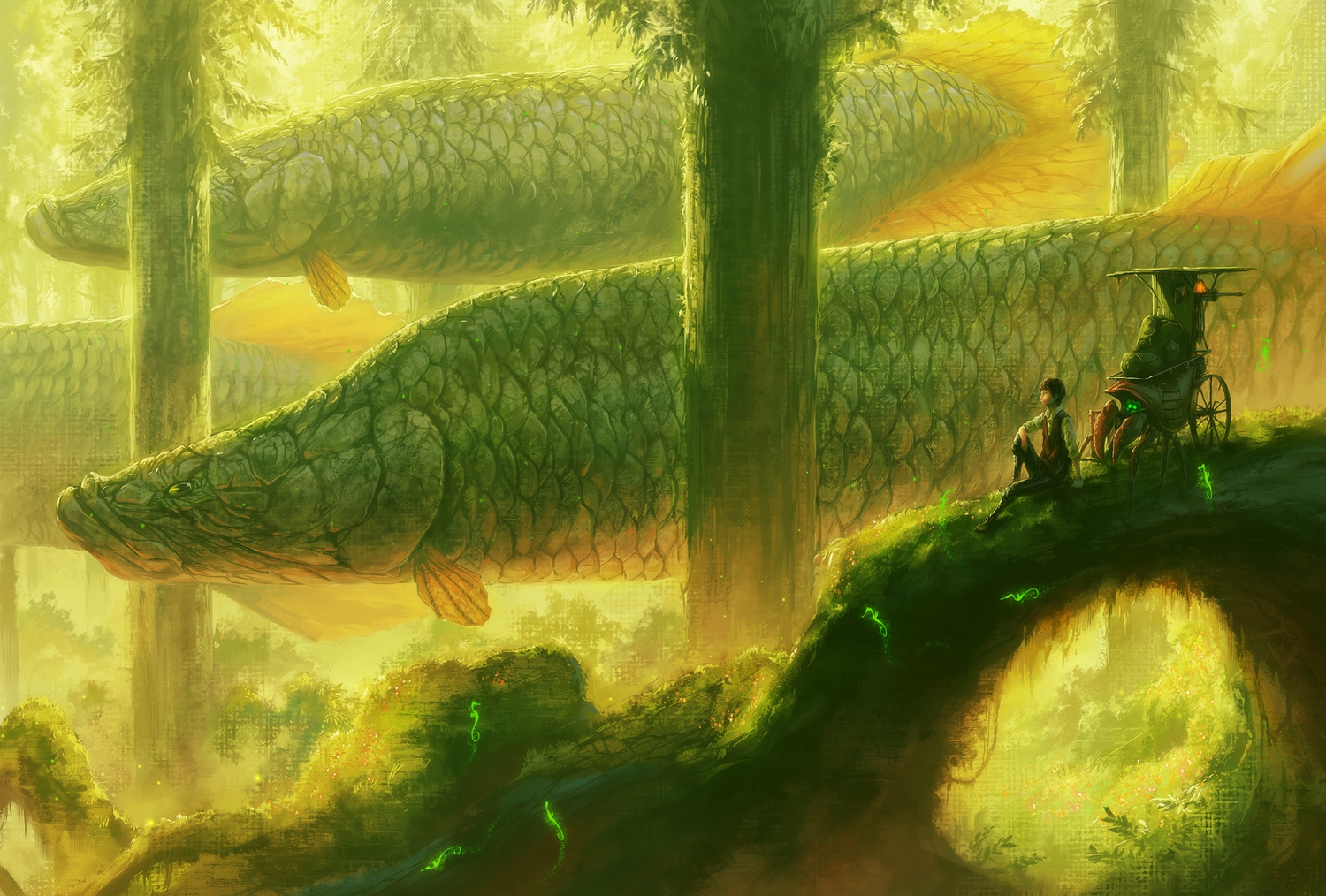 animal, crab, fish, forest, nurikabe_(mictlan-tecuhtli), original, scenic, tree