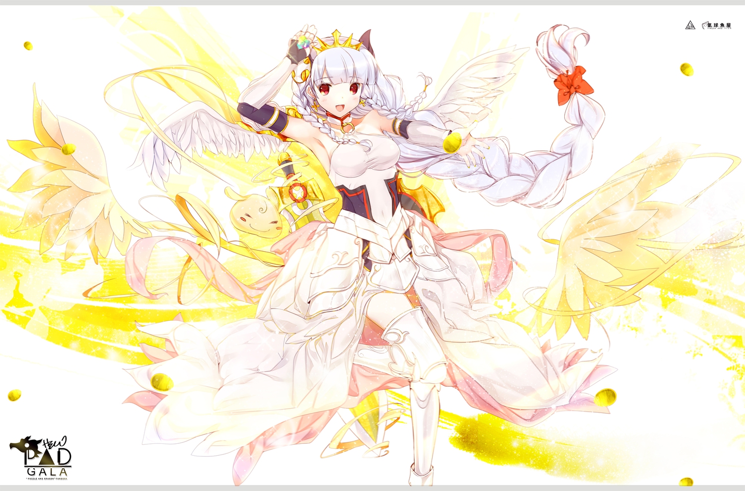 boots, braids, choker, crown, gloves, heco_(mama), puzzle_&_dragons, red_eyes