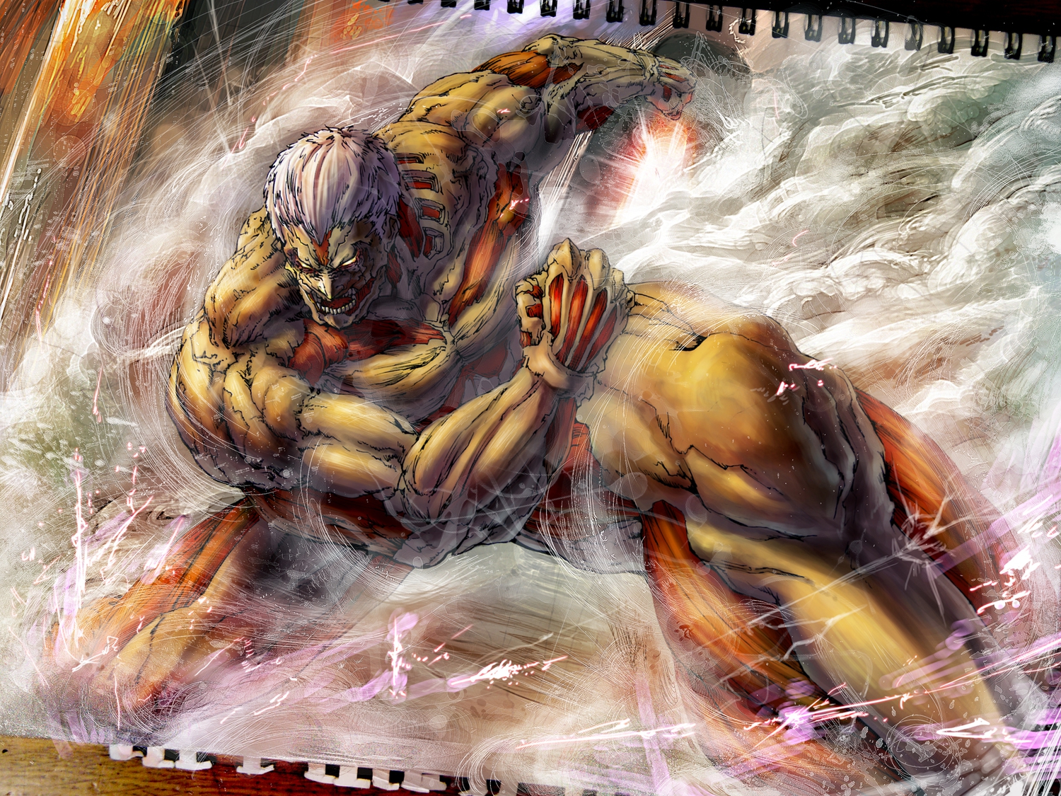armored_titan, gibagiba, shingeki_no_kyojin, short_hair, white_hair, yellow_eyes