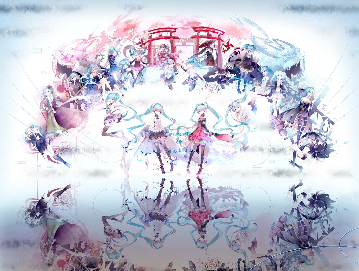 7th_dragon, 7th_dragon_2020, amatsukiryoyu, black_rock_shooter, blue_eyes, blue_hair, cross, deep-sea_girl_(vocaloid)