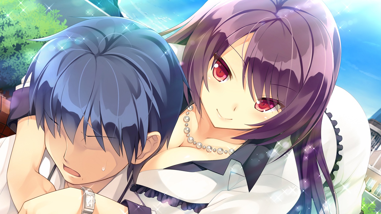 blush, breasts, cleavage, fujita_konomi, game_cg, hearts_(company), hug, koi_saku_miyako_ni_ai_no_yakusoku_wo_~annaffiare~