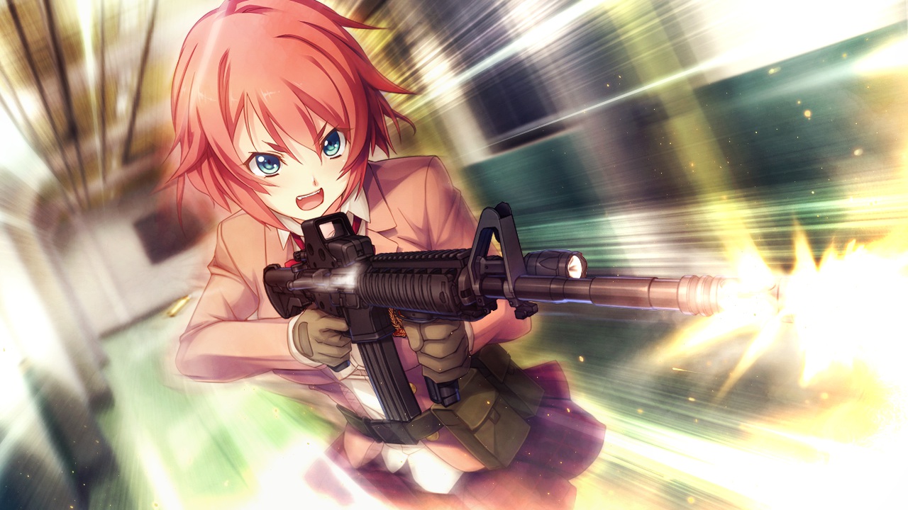 blue_eyes, cinematograph, game_cg, gun, innocent_bullet, kanzaki_sayaka, oosaki_shinya, red_hair