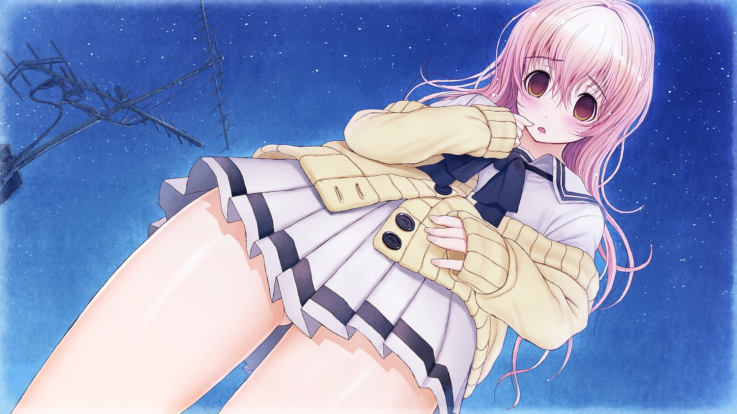 blush, brown_eyes, game_cg, kimi_to_kanojo_to_kanojo_no_koi., long_hair, mukou_aoi, nitroplus, pink_hair