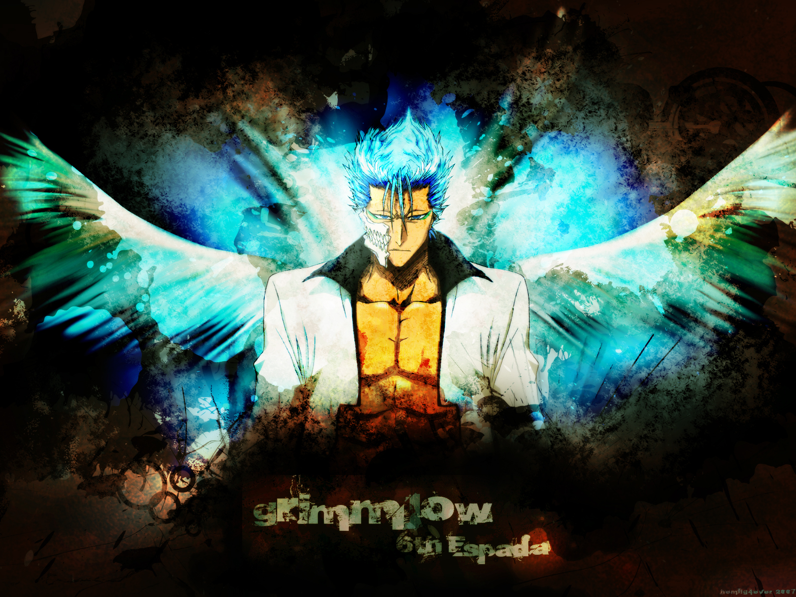 all_male, bleach, grimmjow_jeagerjaques, kubo_tite, male, mask, wings