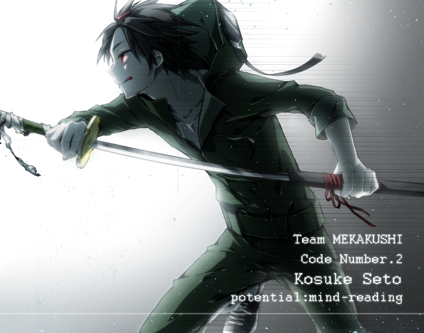 all_male, black_hair, hukkyunzzz, kagerou_project, katana, male, red_eyes, seto_kousuke