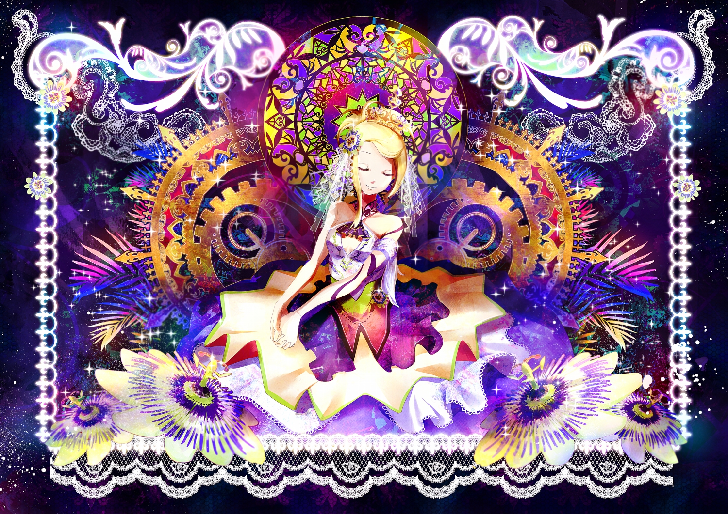 alyssa718, blonde_hair, crown, dress, original, short_hair