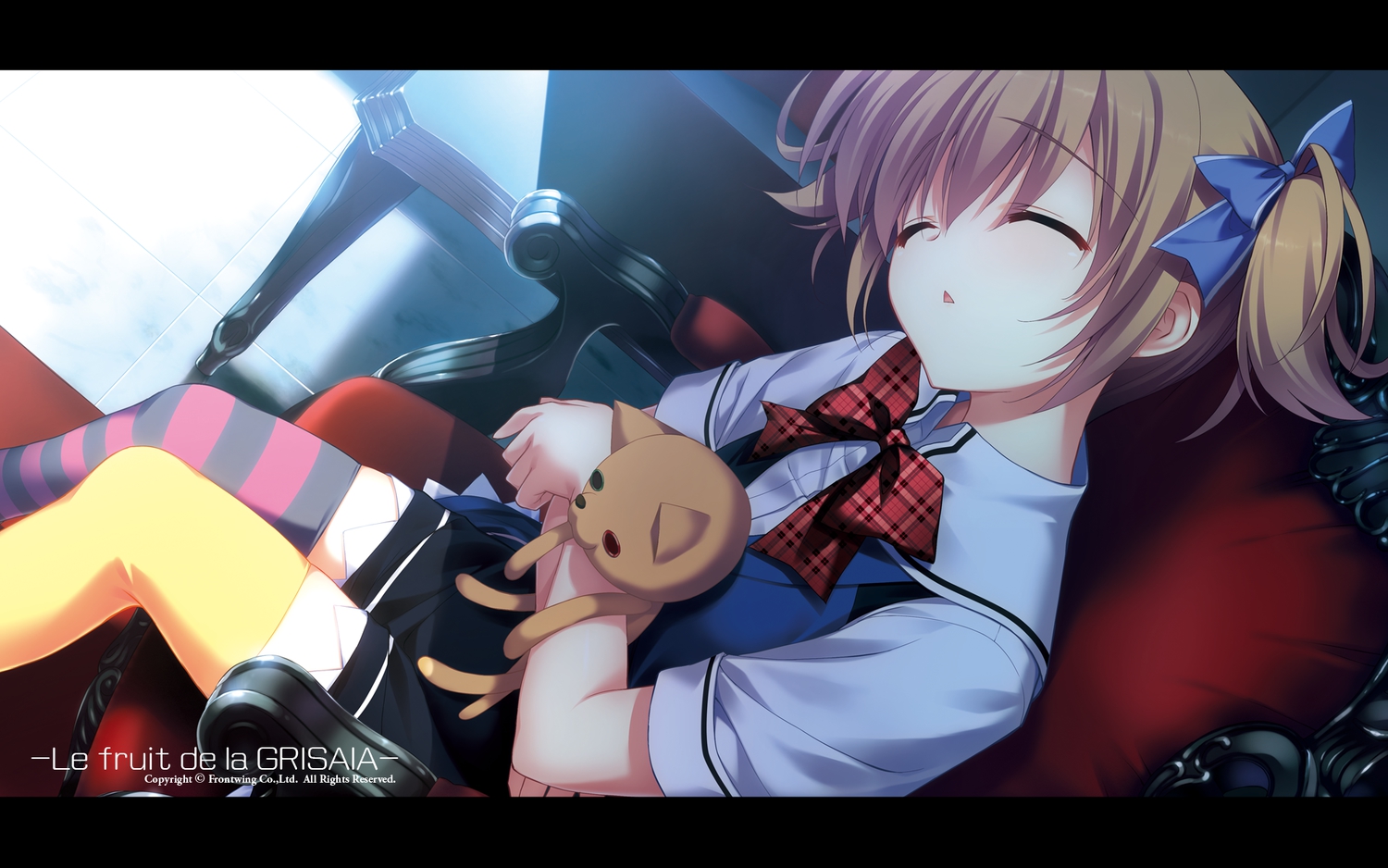 bow, brown_hair, doll, front_wing, fumio, grisaia_no_kajitsu, irisu_makina, school_uniform