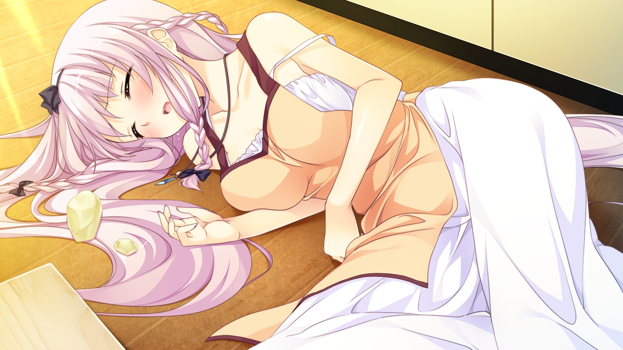 apron, blush, braids, food, game_cg, girls_be_ambitious!, long_hair, mtu