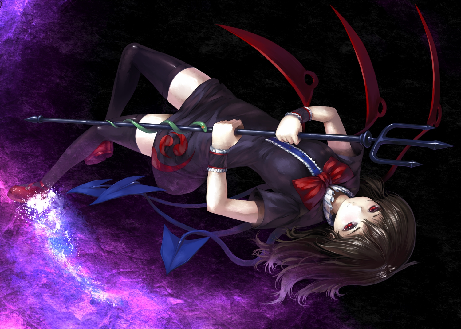 animal, black_hair, bow, brown_hair, danbo_(rock_clime), dress, houjuu_nue, long_hair