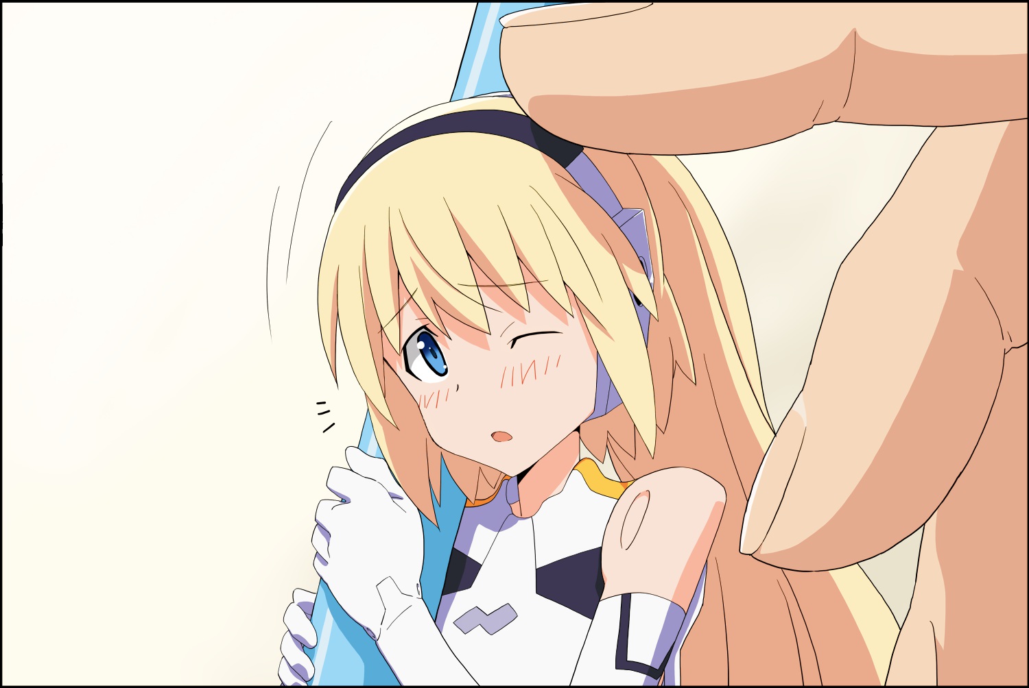 arnval, blonde_hair, blue_eyes, busou_shinki, elbow_gloves, gloves, headband, ikuya_koimori