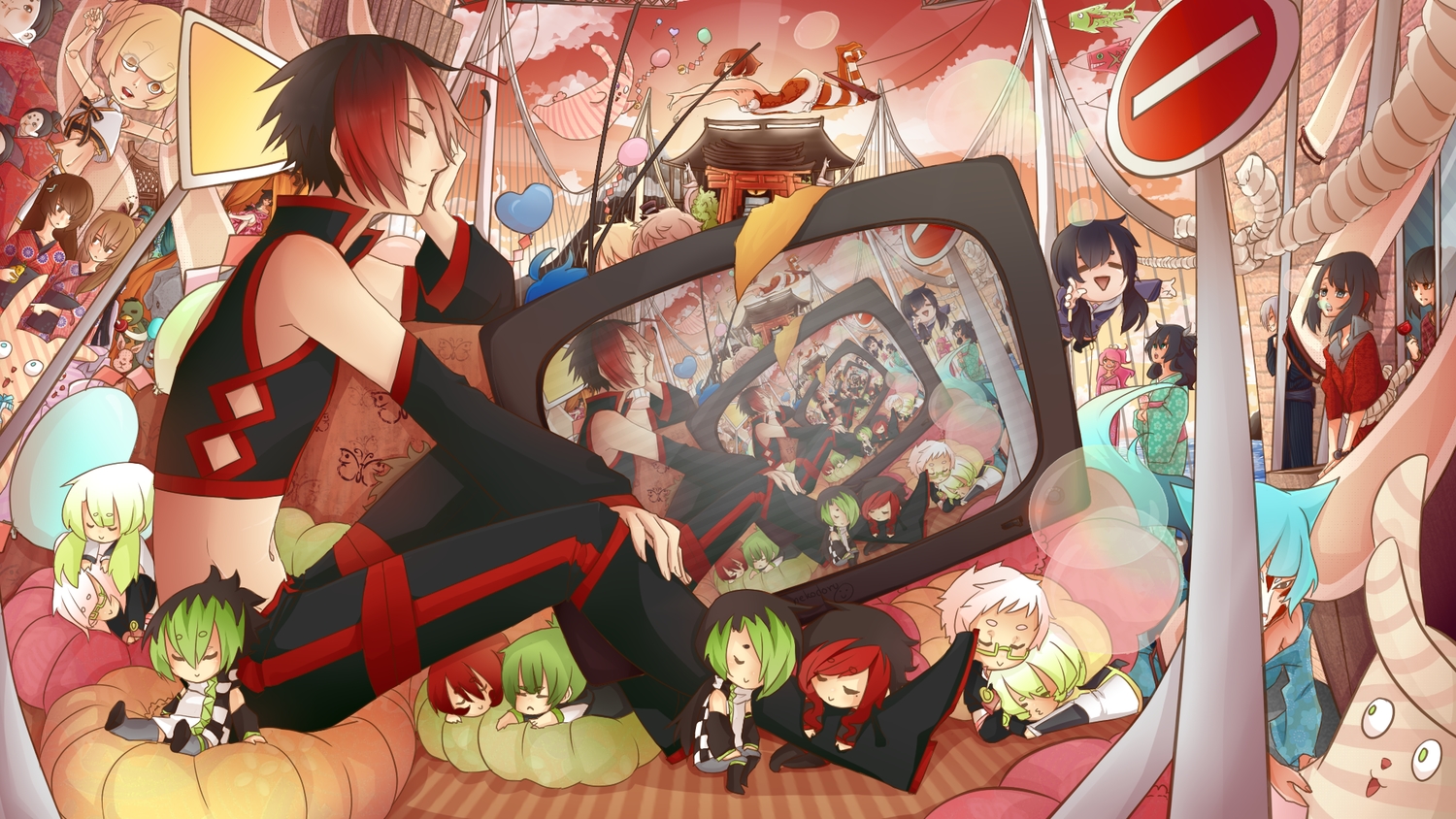 amaine_shinta, aqua_hair, ayane_miwa, ayane_wakana, black_hair, blonde_hair, blue_hair, brown_hair