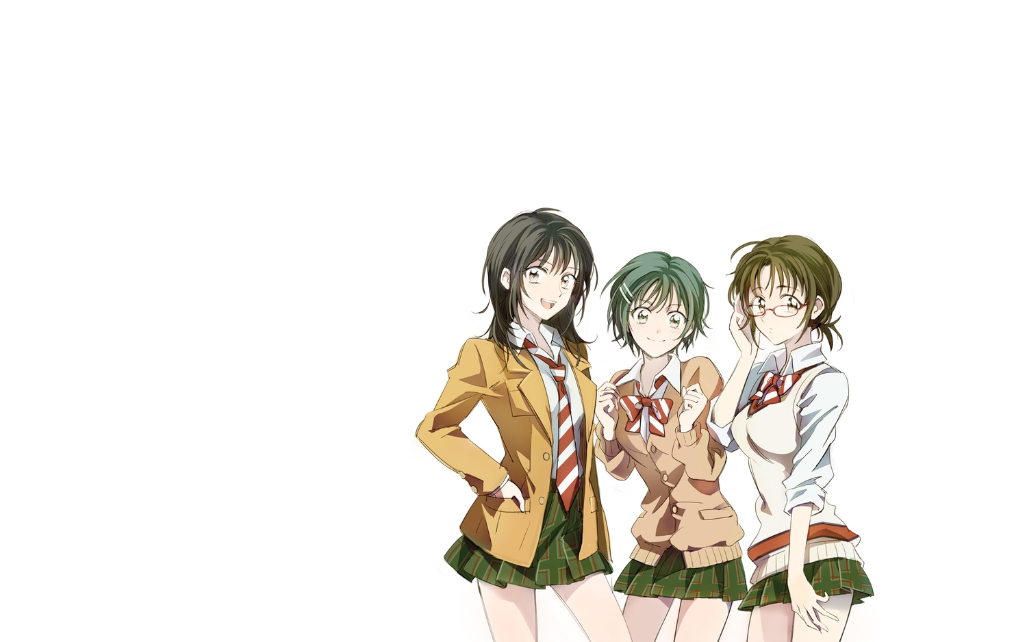 black_hair, bow, brown_eyes, brown_hair, coppelion, fukasaku_aoi, glasses, gray_eyes
