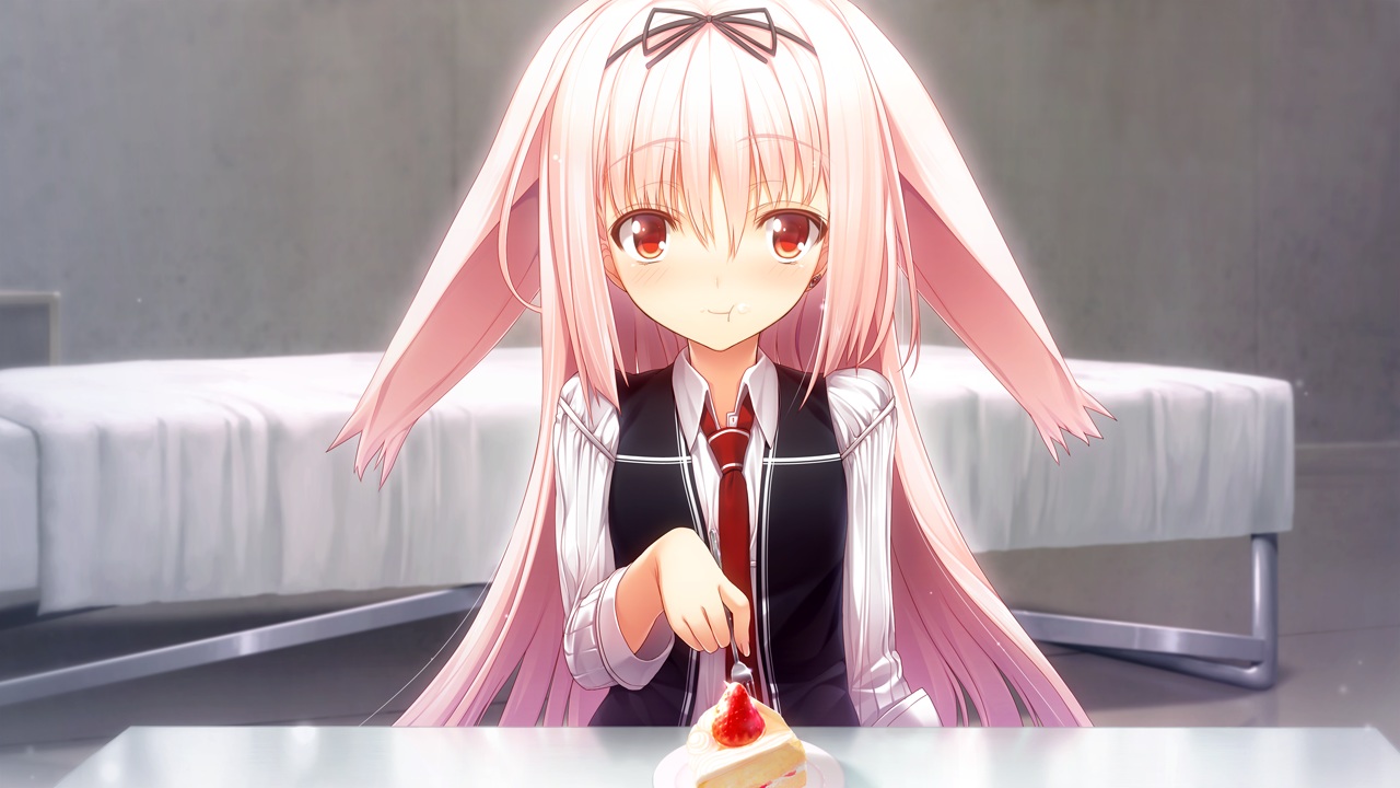 animal_ears, blush, cake, ch@r, food, game_cg, gleam_garden_no_shoujo, headband