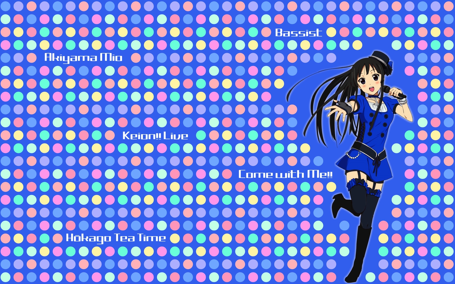 akiyama_mio, black_eyes, black_hair, boots, choker, garter, gloves, hat
