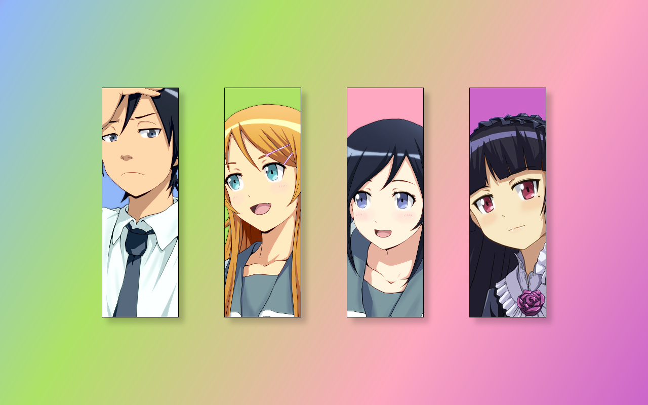aqua_eyes, aragaki_ayase, black_hair, blue_eyes, gokou_ruri, gray_eyes, headdress, kousaka_kirino