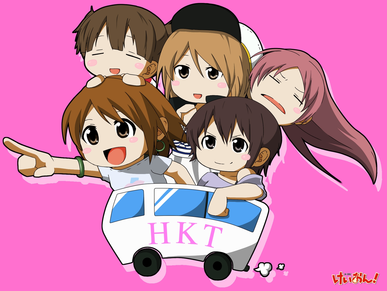 black_eyes, brown_eyes, brown_hair, car, hat, hirasawa_ui, k-on!, long_hair