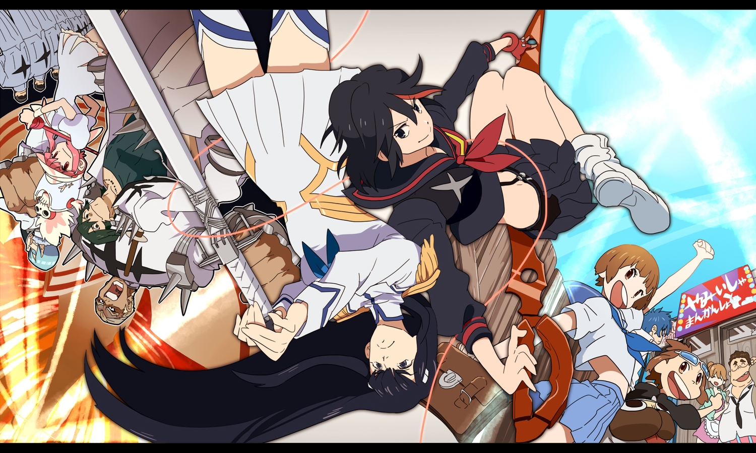 black_eyes, black_hair, blue_hair, brown_eyes, brown_hair, gabu_kichi, gamagouri_ira, gloves