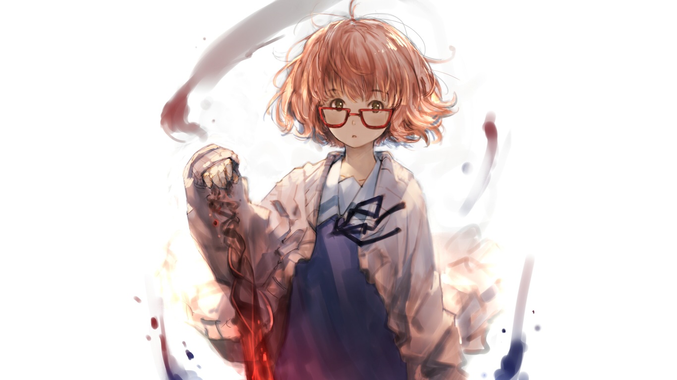 brown_eyes, brown_hair, glasses, gorilla_(mushimushiland), kuriyama_mirai, kyoukai_no_kanata, school_uniform, short_hair