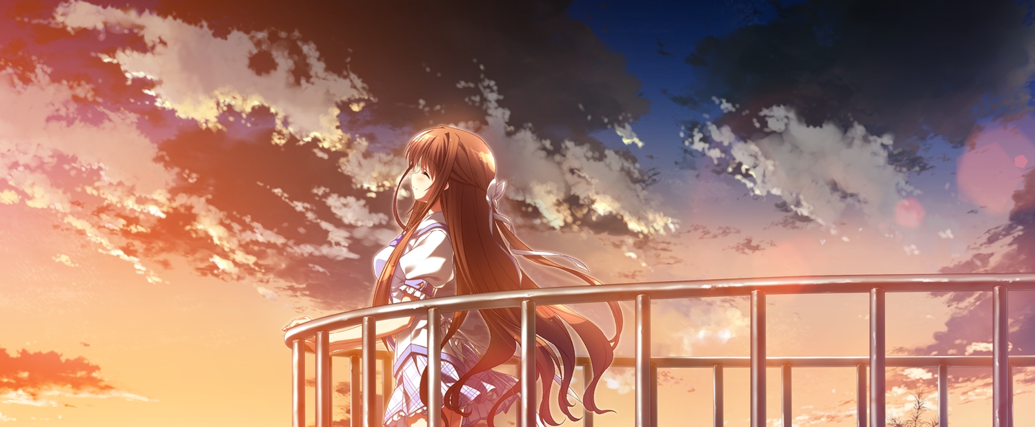 brown_hair, clouds, game_cg, long_hair, minori, natsuzora_no_perseus, sawatari_touka, school_uniform