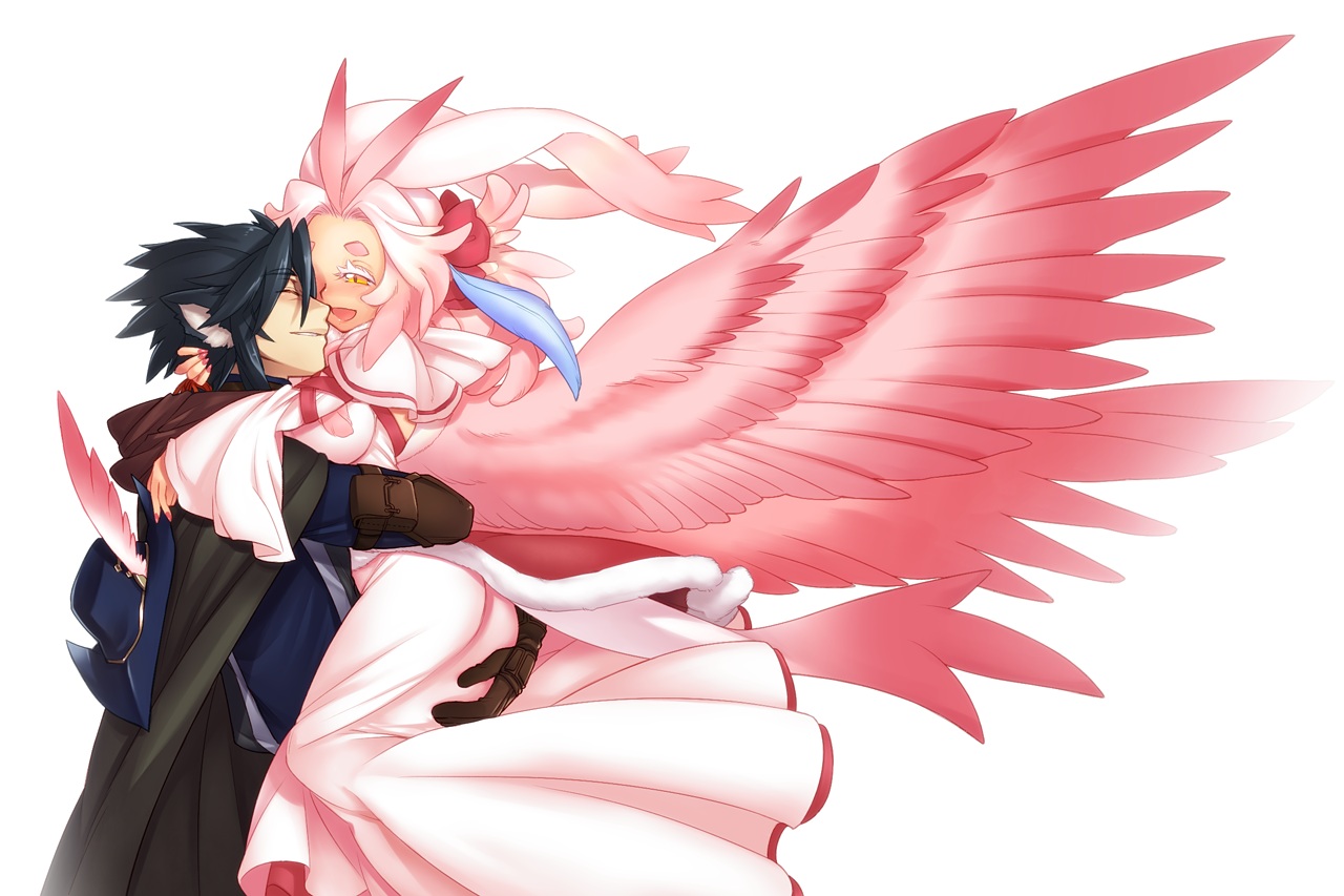 animal_ears, black_hair, blush, cape, dress, gloves, hat, hazuki_gean