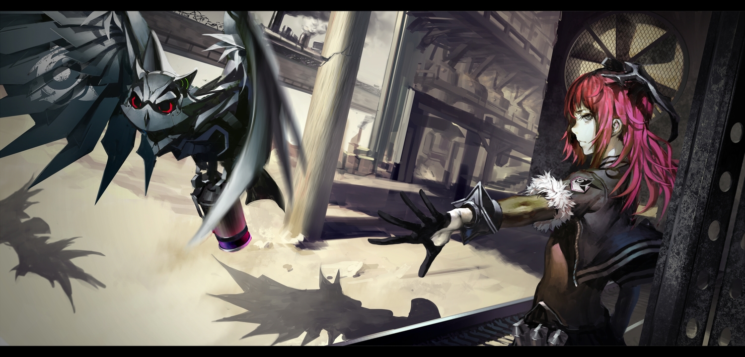 aituoku_(twh), animal, bird, gloves, gray_eyes, original, owl, pink_hair