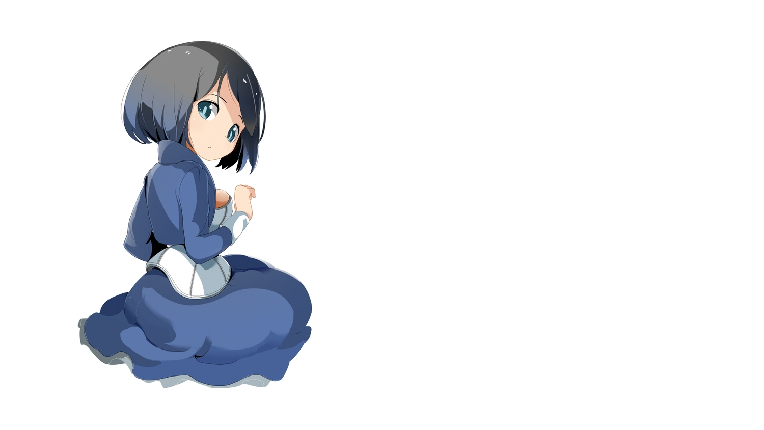 aliasing, aqua_eyes, bioshock_infinite, bioshock_(series), black_hair, dress, elizabeth_(bioshock_infinite), short_hair, tamakorogashi, white