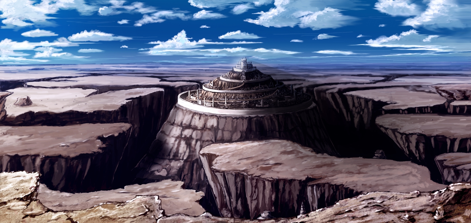 clouds, landscape, no_humans, original, ruins, scenic, sky, soyokaze