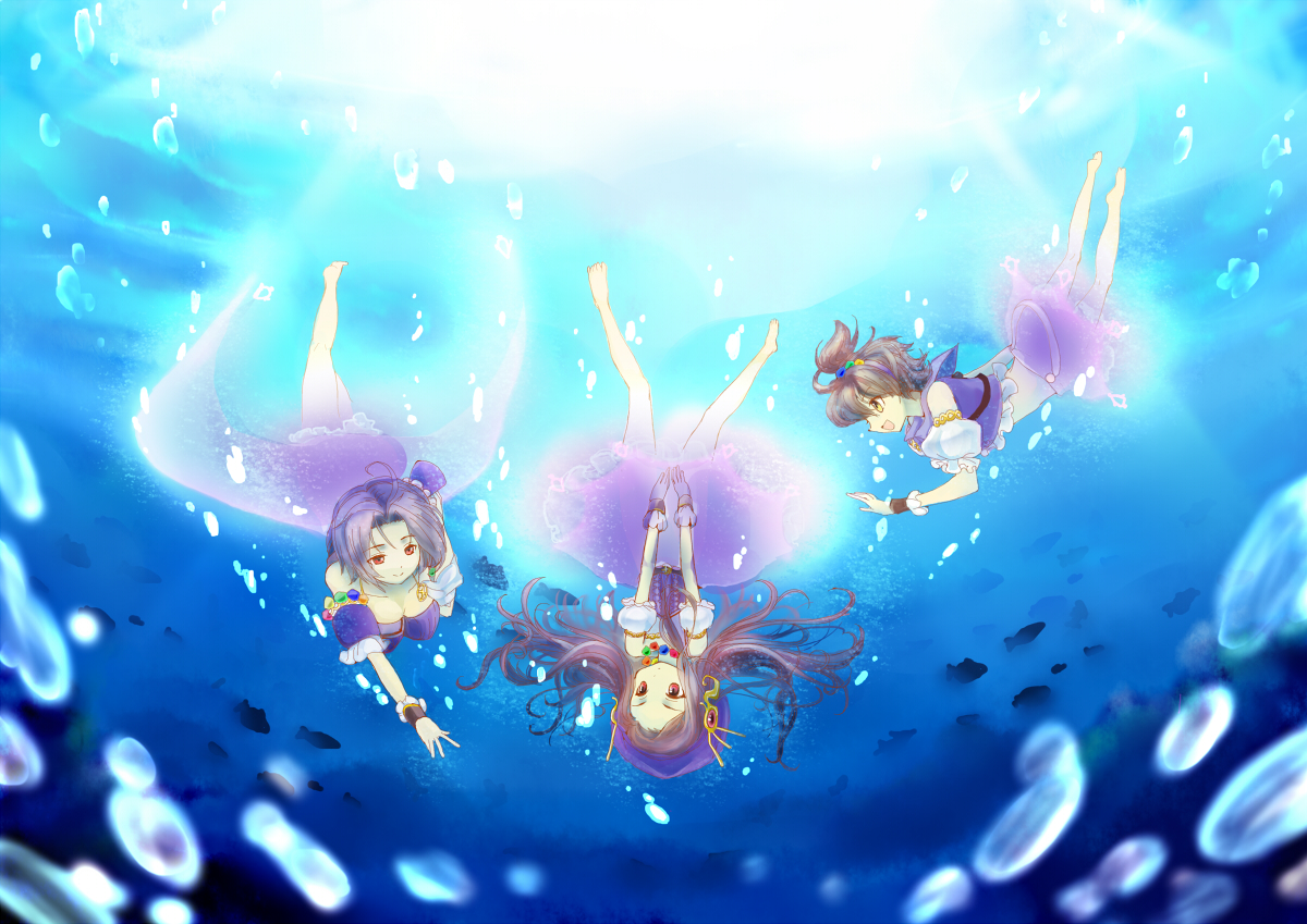animal, barefoot, fish, gloves, idolmaster, necklace, oka_(umanihiki), skirt