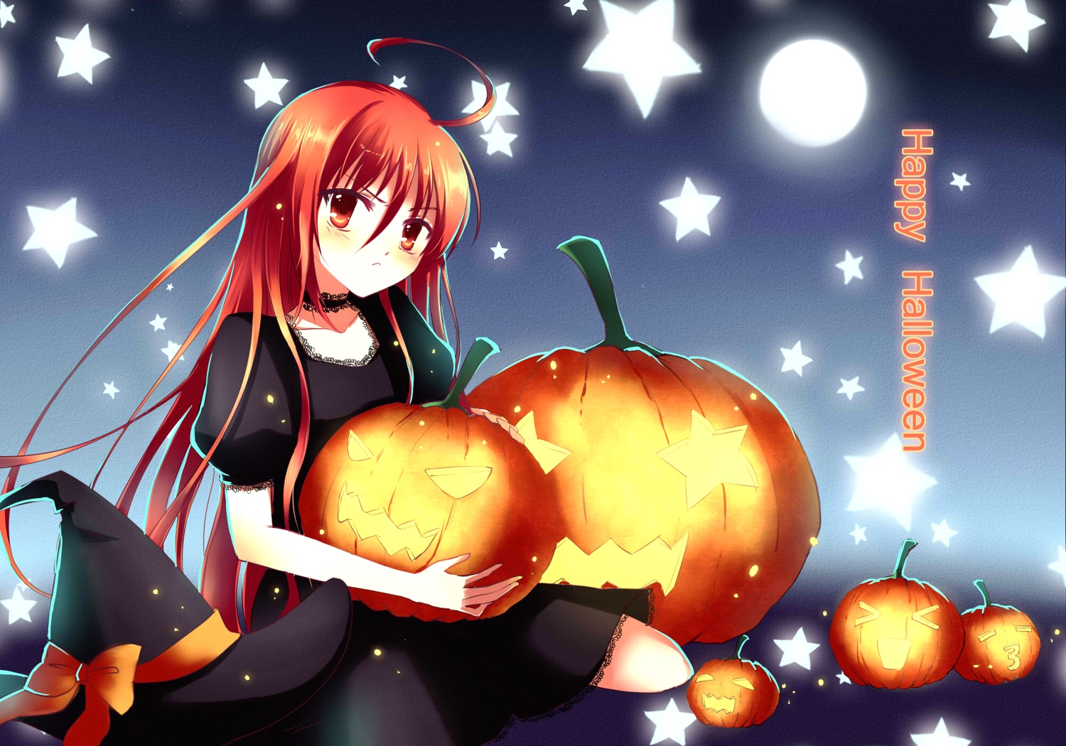 gogatsu_fukuin, halloween, hat, jpeg_artifacts, long_hair, red_eyes, red_hair, shakugan_no_shana