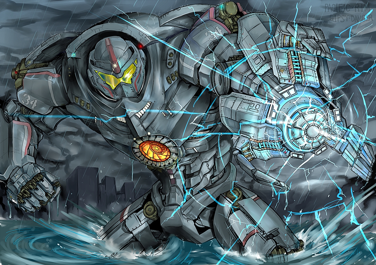 gipsy_danger, mecha, pacific_rim, rain, robot, take_n1i, water