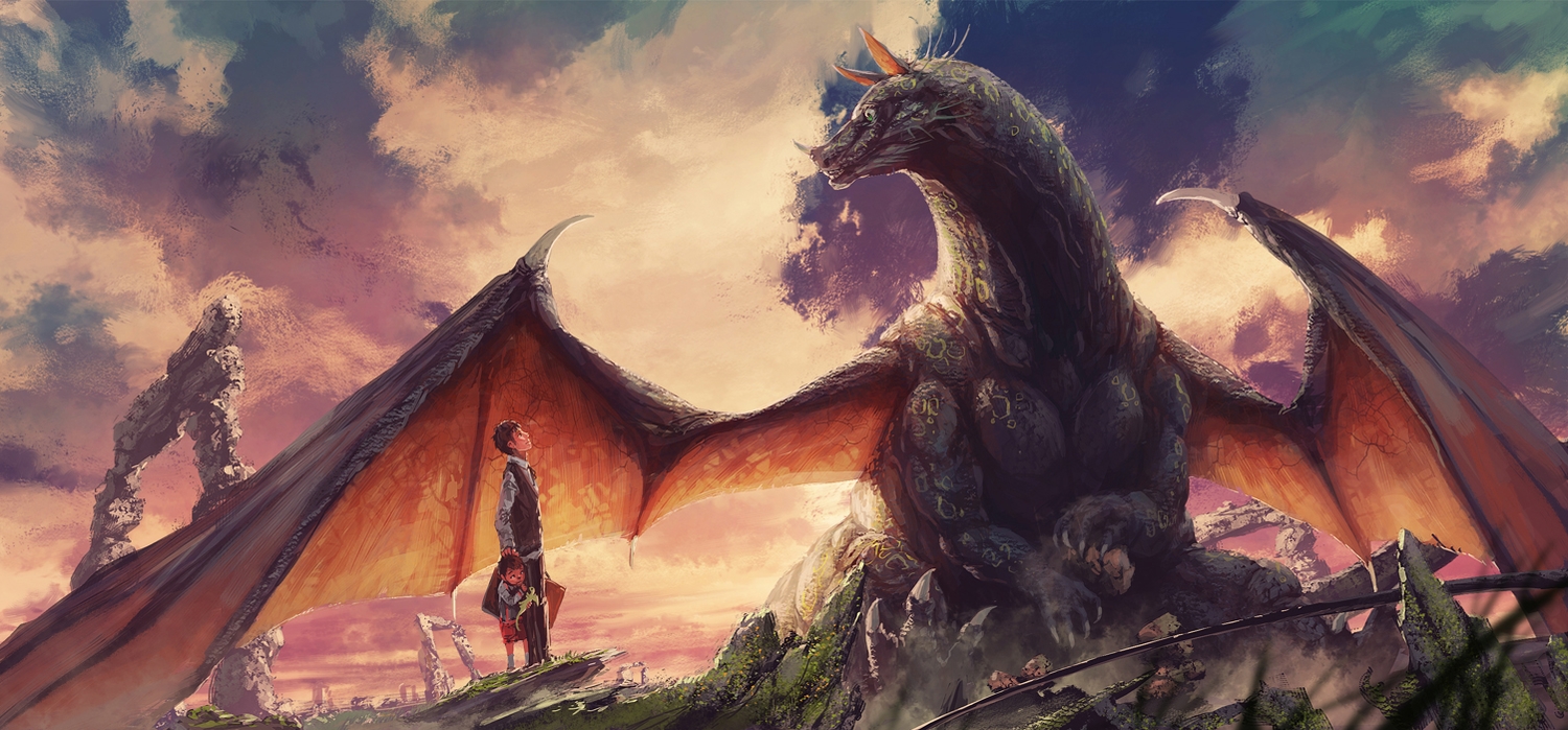 all_male, brown_hair, clouds, dragon, male, nurikabe_(mictlan-tecuhtli), puff, puff_the_magic_dragon, sky, wings
