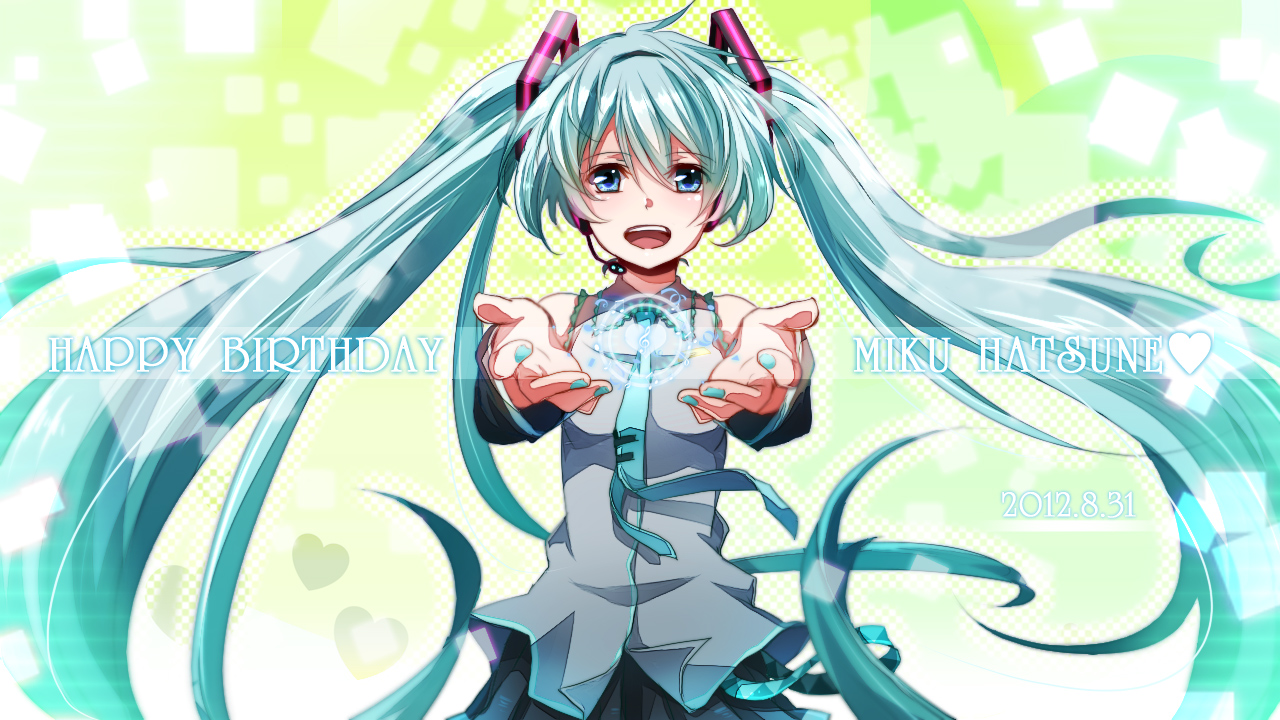 aqua_eyes, aqua_hair, blue_eyes, hatsune_miku, long_hair, tie, tsujiori, twintails