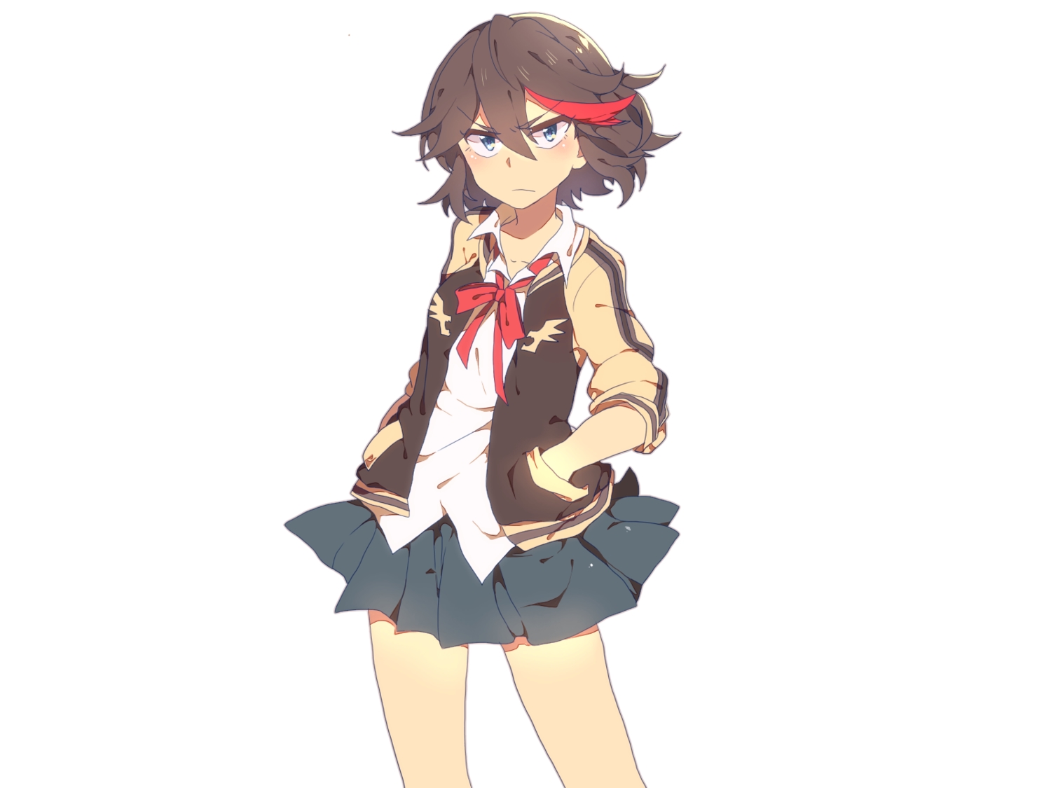 alice-whiteberry, blue_eyes, brown_hair, kill_la_kill, matoi_ryuuko, school_uniform, short_hair, white
