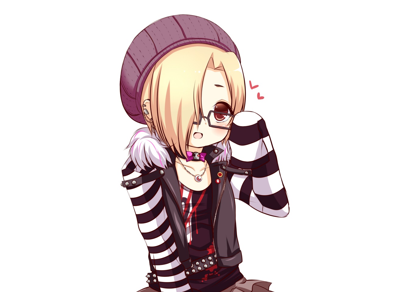 blonde_hair, blush, brown_eyes, glasses, hat, idolmaster, idolmaster_cinderella_girls, mero-n_usagisan, necklace, shirasaka_koume, short_hair