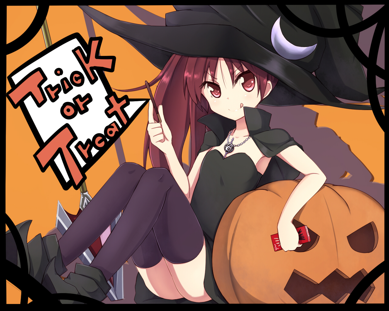 amano_kouki, dress, food, halloween, hat, long_hair, mahou_shoujo_madoka_magica, red_eyes
