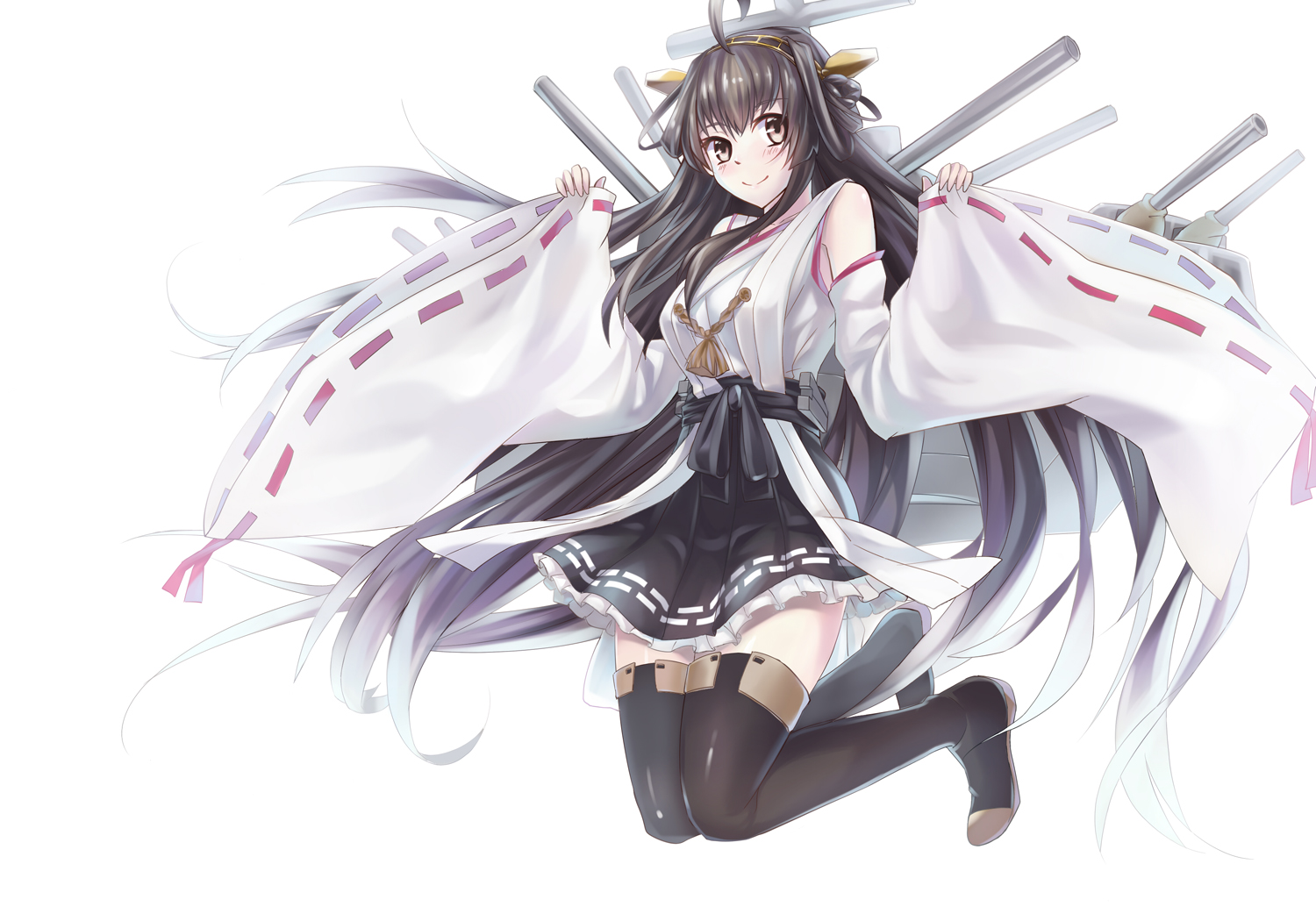 anthropomorphism, brown_eyes, brown_hair, headband, japanese_clothes, kamisa, kantai_collection, kongou_(kancolle)