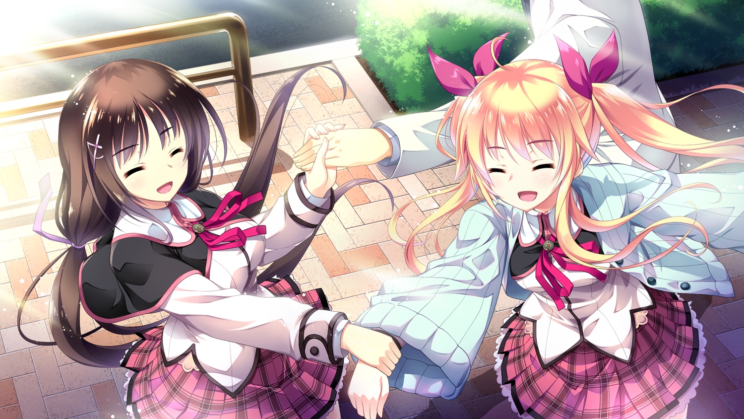 2girls, blonde_hair, brown_hair, ensemble_(company), game_cg, hibiki_otoha, ichimine_touka, long_hair