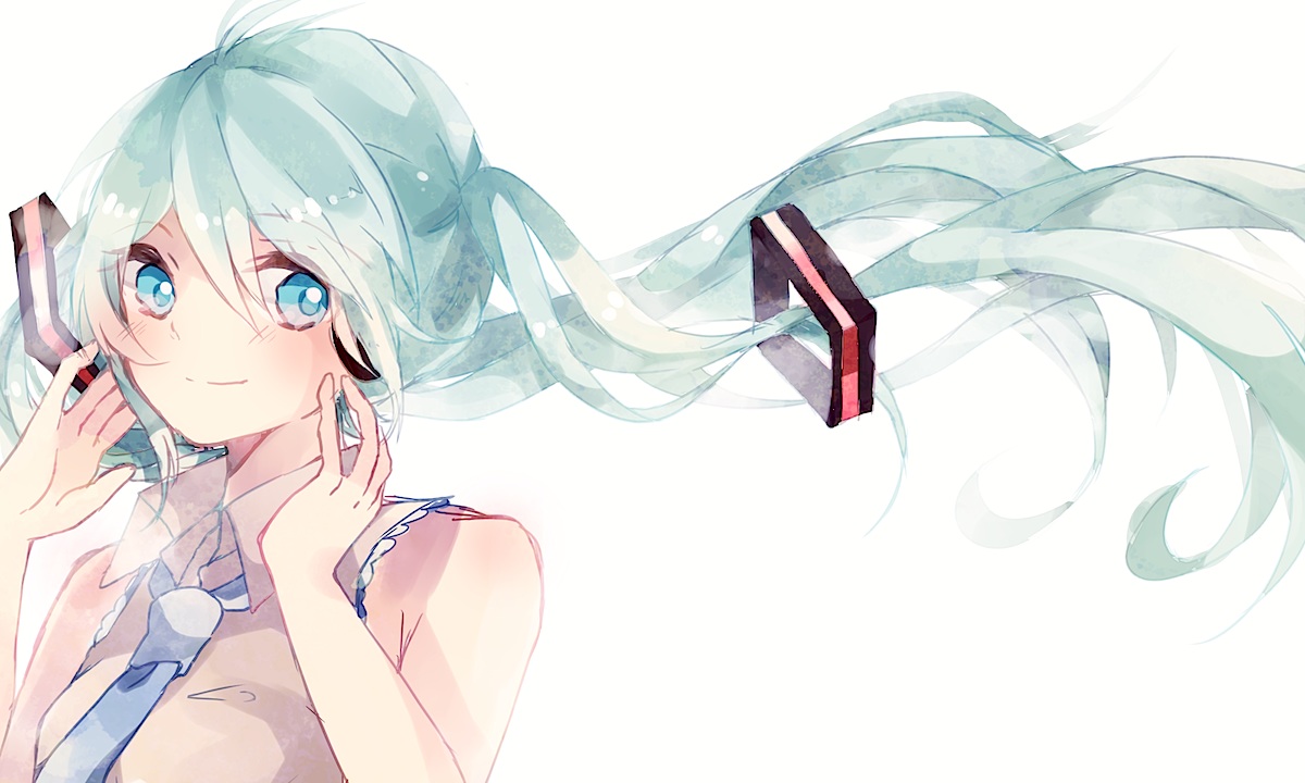 aqua_eyes, aqua_hair, hatsune_miku, lemon_honey1013, tie, twintails, vocaloid, white