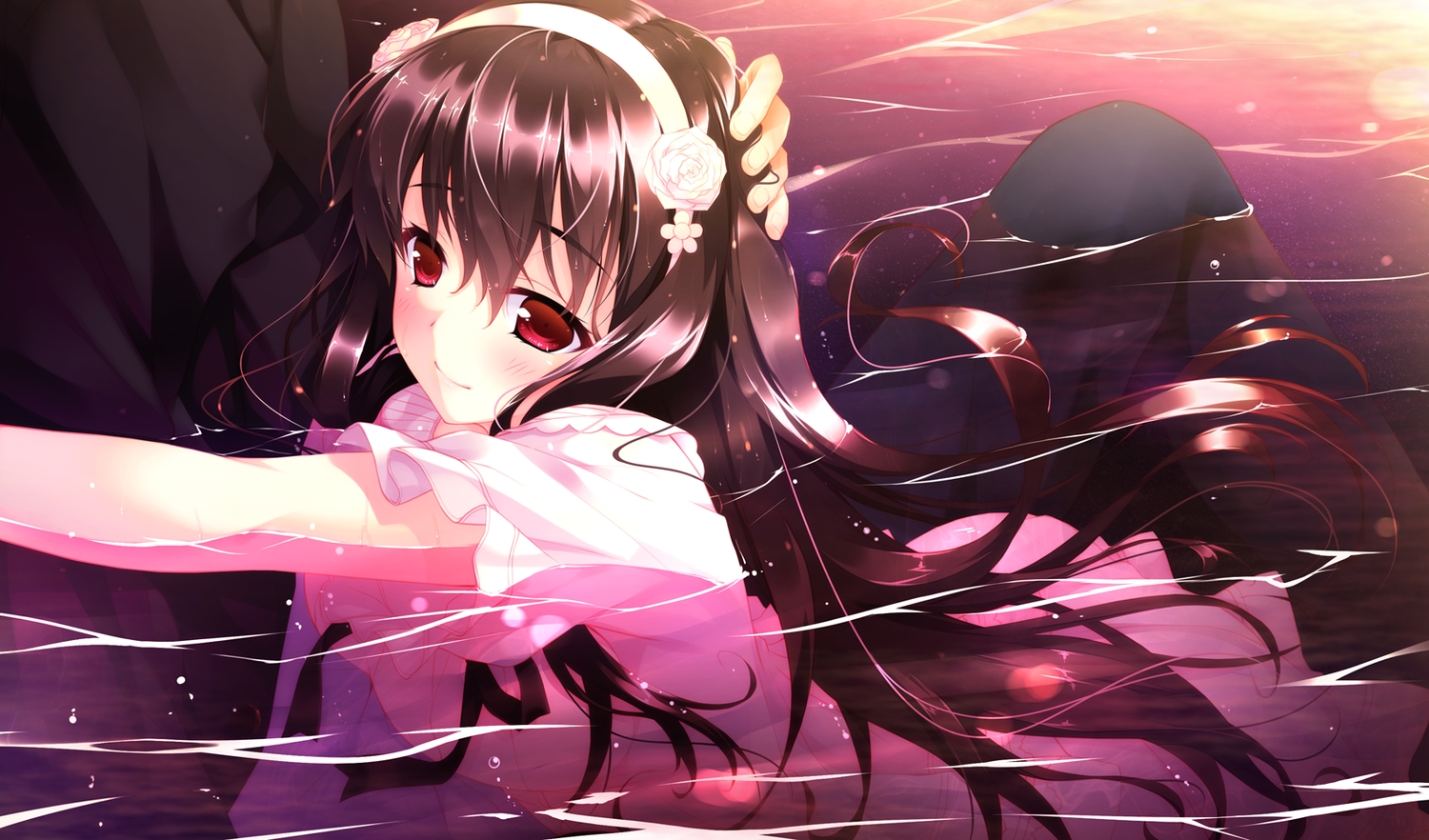 black_hair, bubbles, game_cg, hayakawa_harui, headband, lass, long_hair, okushiro_yuki