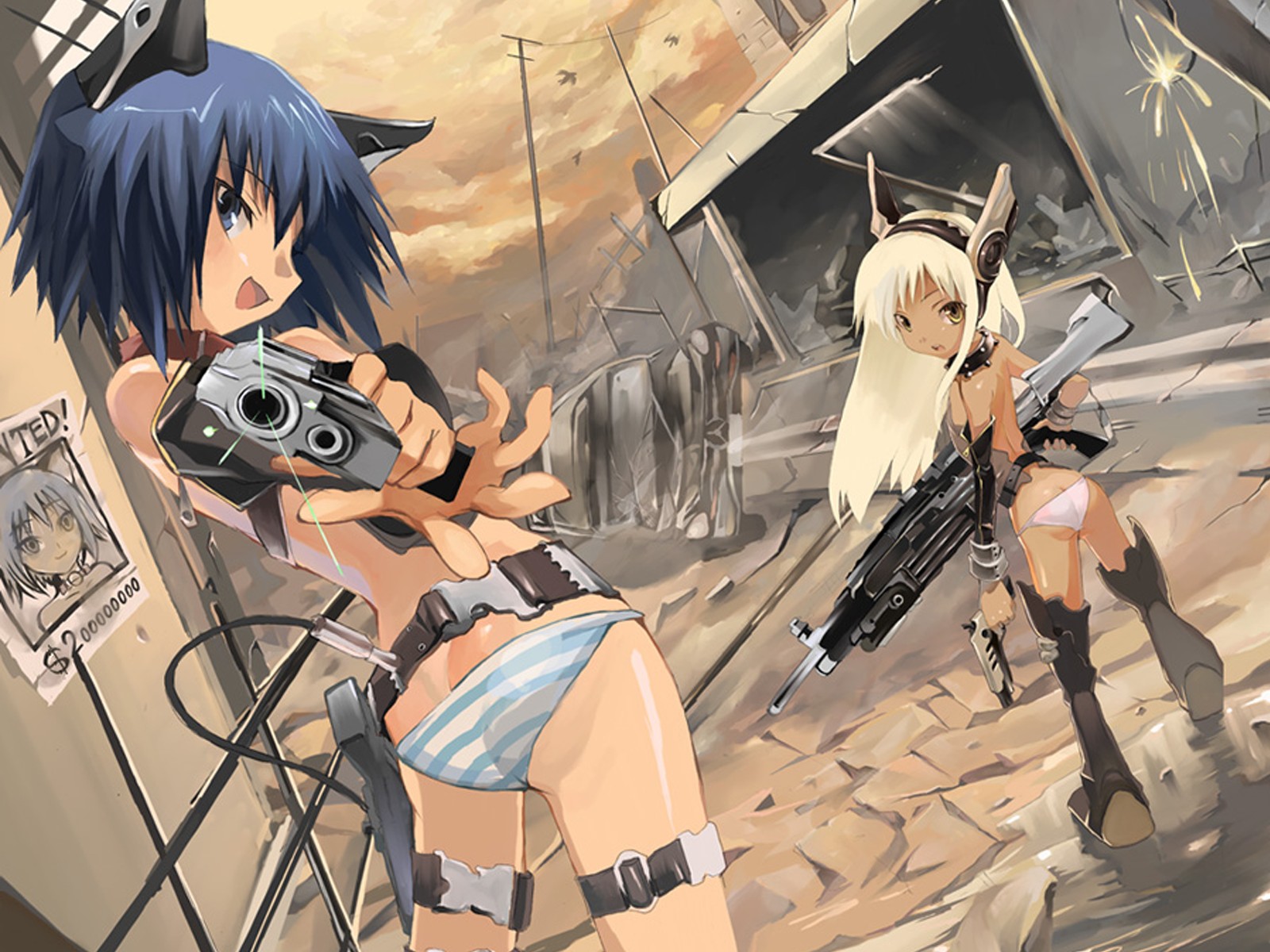 gagraphic, gun, panties, shihira_tatsuya, underwear, weapon