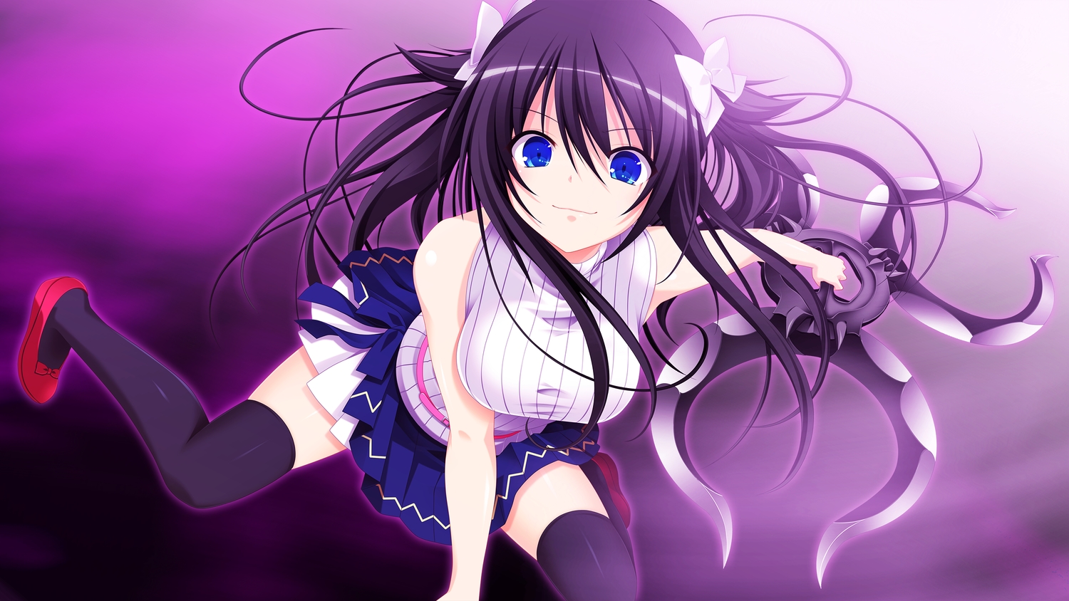 3rd_eye, black_hair, blue_eyes, bow, game_cg, gensou_no_idea, long_hair, makita_maki