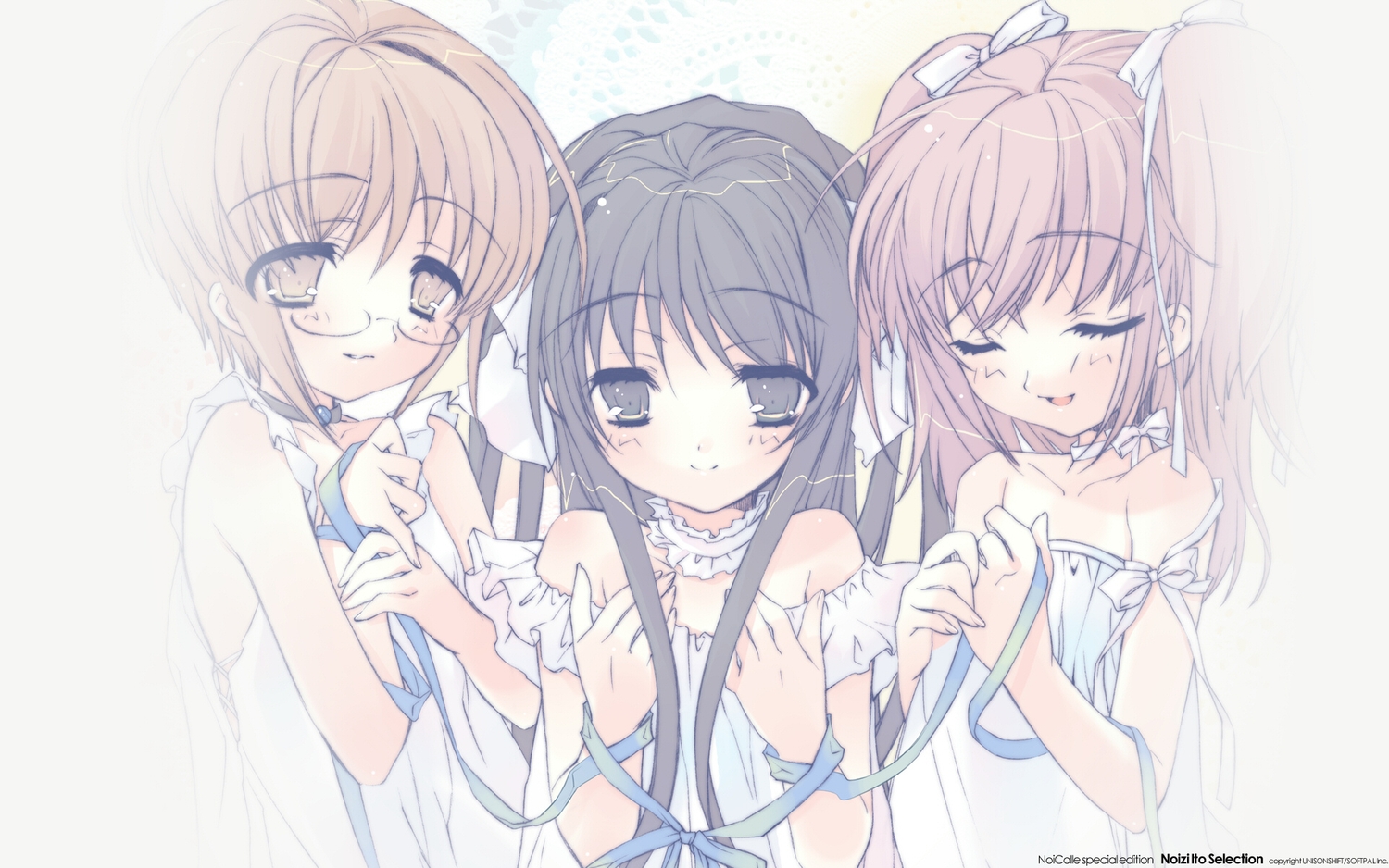 black_eyes, black_hair, brown_hair, glasses, itou_noiji, komorebi_ni_yureru_tamashii_no_koe, kouenji_ayana, loli, long_hair, short_hair, sui, tachibana_koharu, white