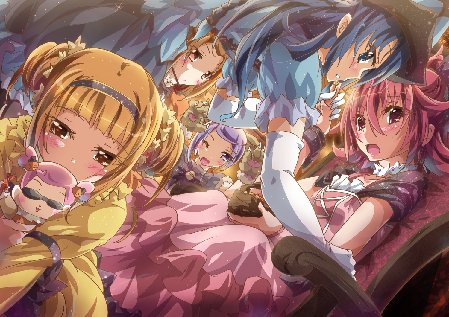 aida_mana, blonde_hair, blue_eyes, blue_hair, blush, brown_hair, dokidoki!_precure, doll