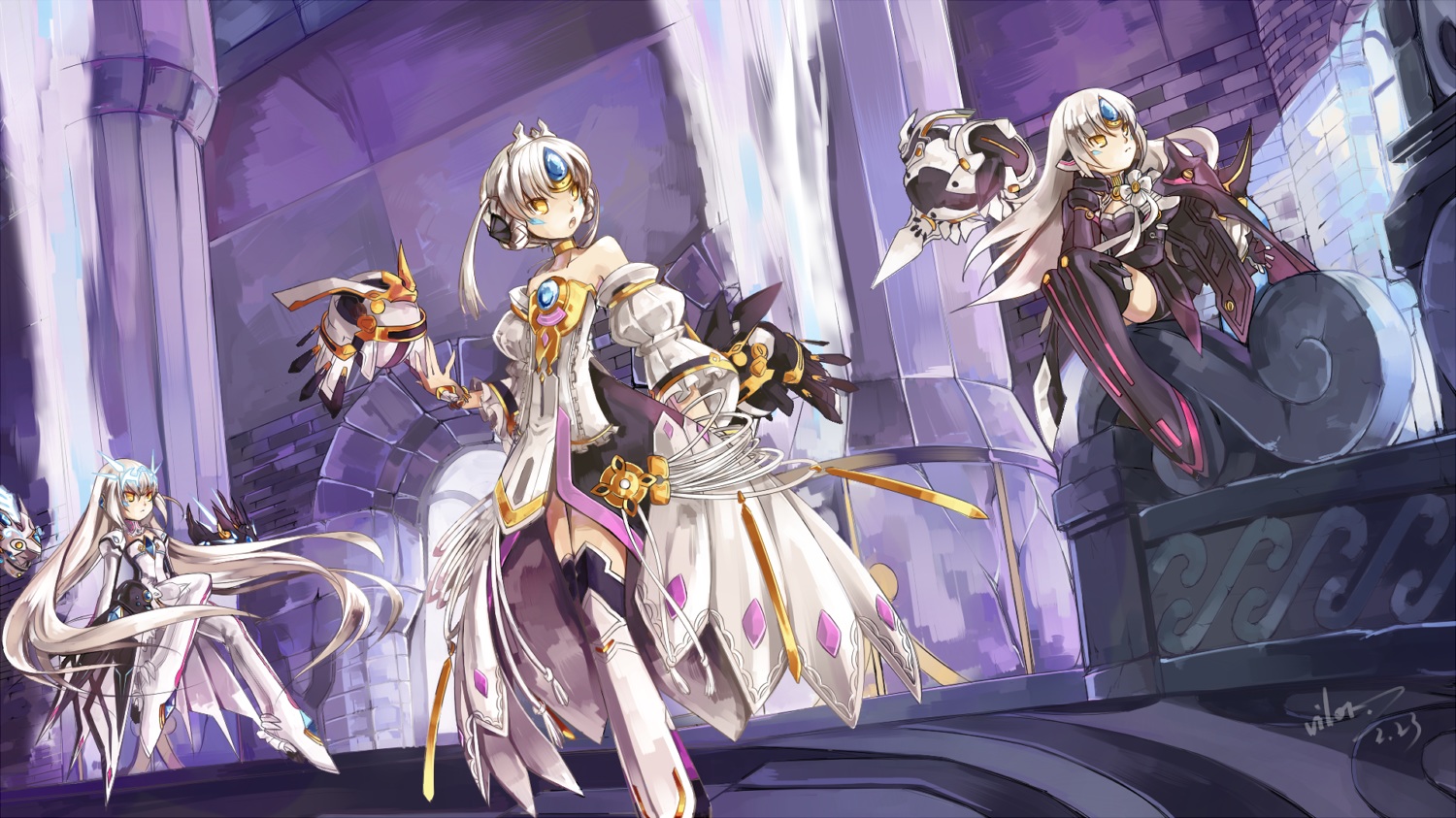 elsword, eve_(elsword), long_hair, vilor, white_hair, yellow_eyes