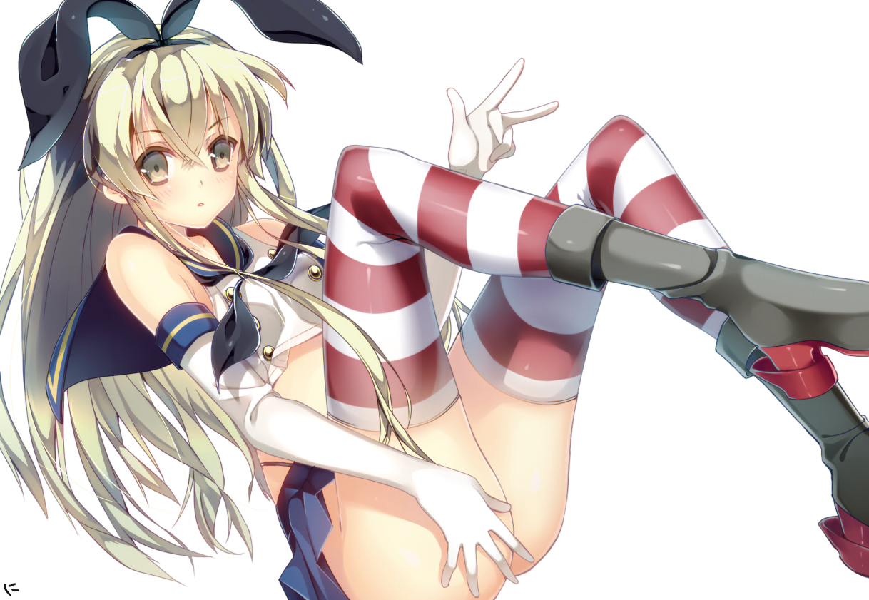 anthropomorphism, blonde_hair, boots, elbow_gloves, gloves, headband, kantai_collection, long_hair