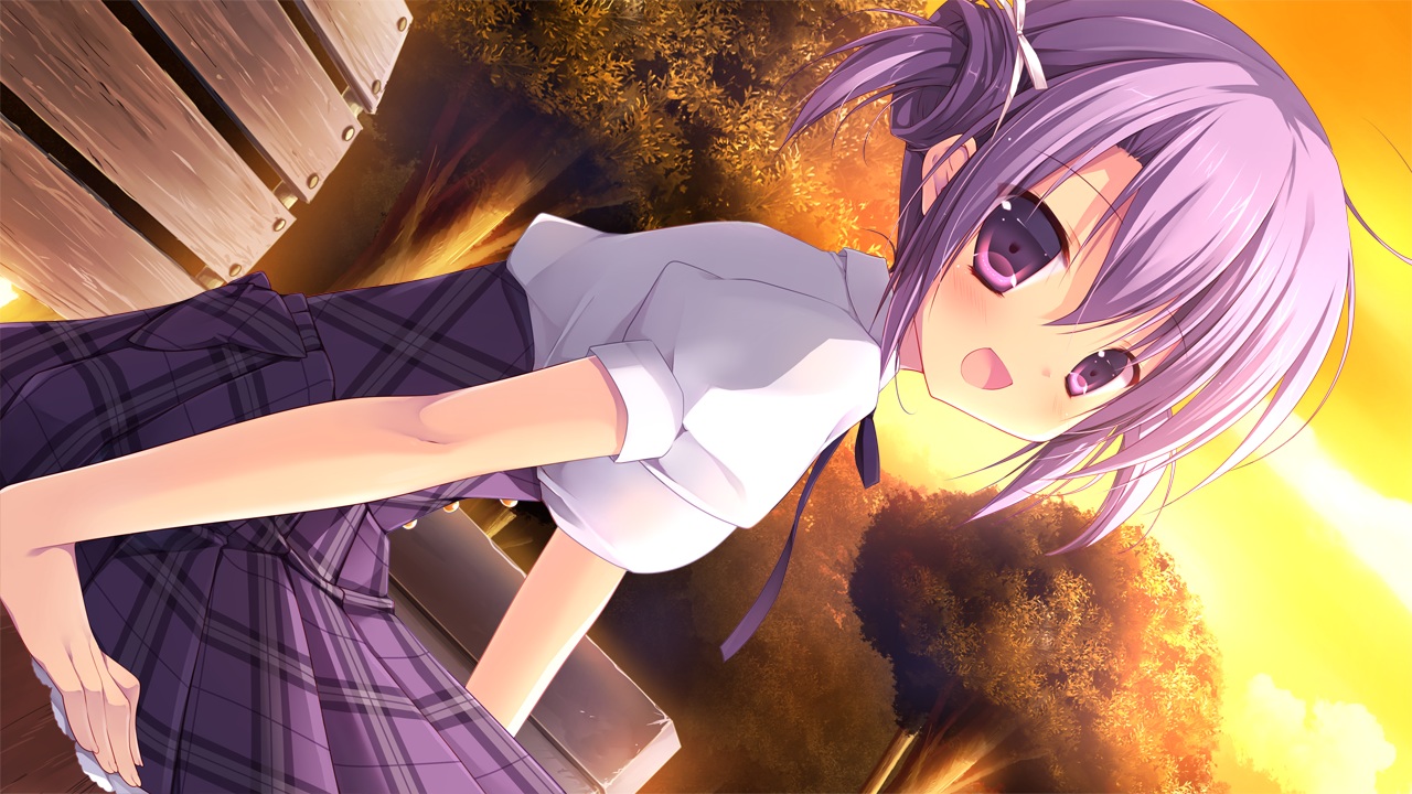 fuyutsuki_kona, game_cg, izayoi_no_fortuna, lapis_lazuli_(company), miyasaka_miyu, purple_eyes, purple_hair, school_uniform